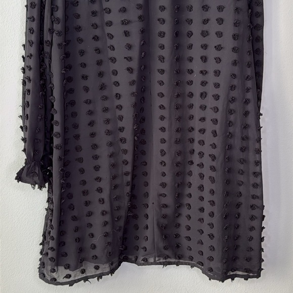 Boohoo Dobby Textured High Neck Shift Mini Dress Long Sleeve in Black Size 16 - Picture 7 of 9